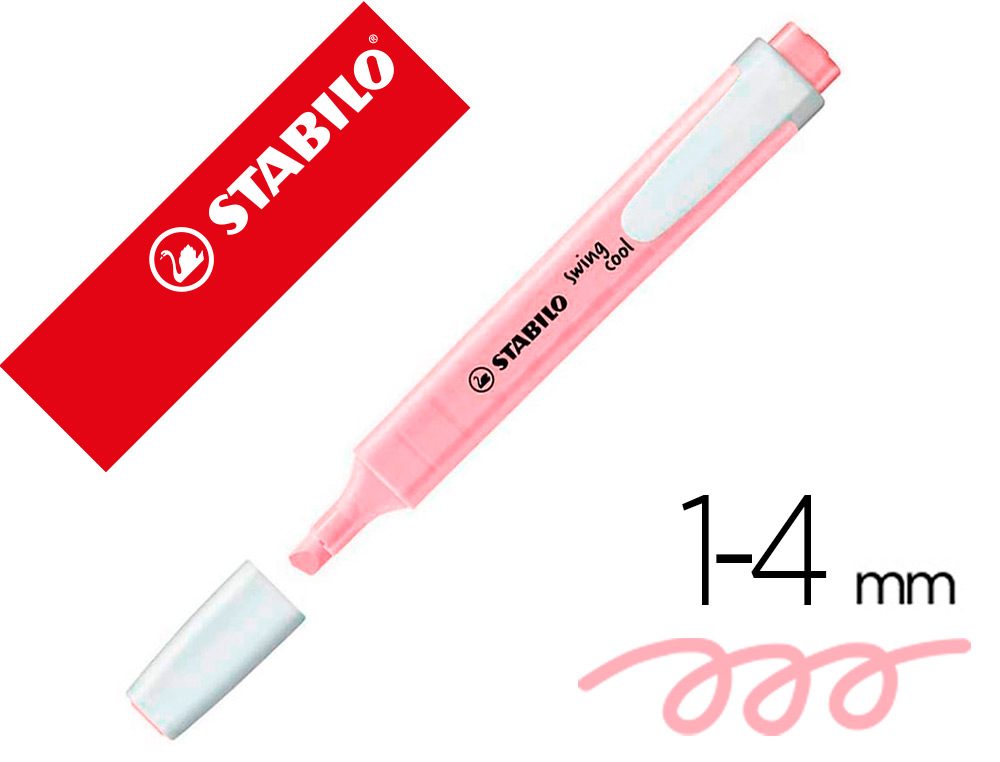 SURLIGNEUR STABILO SWING COOL PASTEL EDITION FORMAT STYLO   POINTE BISEAUTEE TRACE 1/4MM  CLIP COLORIS PETALE DE ROSE