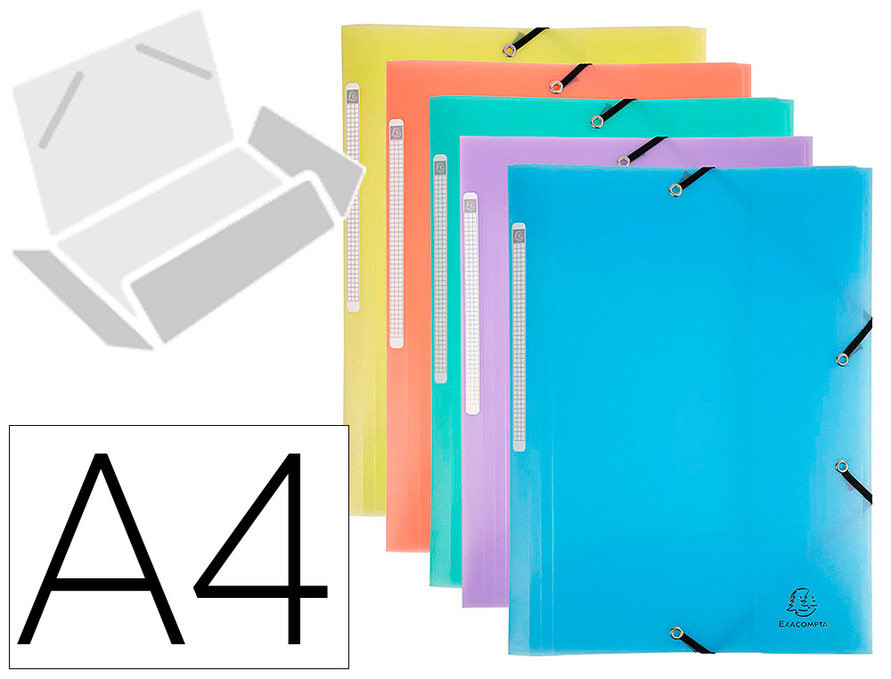 CHEMISE EXACOMPTA A ELASTIQUES 3 RABATS A4        POLYPROPYLENE CHROMALINE      PASTEL