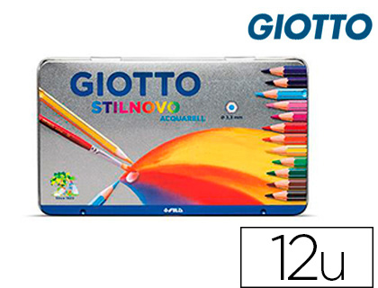 CRAYON COULEUR GIOTTO STILNOVO ACQUARELLABLE        HEXAGONAL 6,8MM MINE QUALITE  SUPERIEURE 3,3MM BOITE METAL