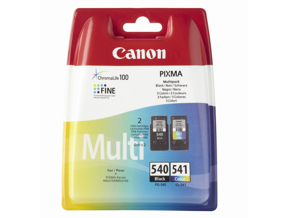 CARTOUCHE CANON JET D'ENCRE PACK PG-540 + CL-541 NOIR ET COULEURS 180P