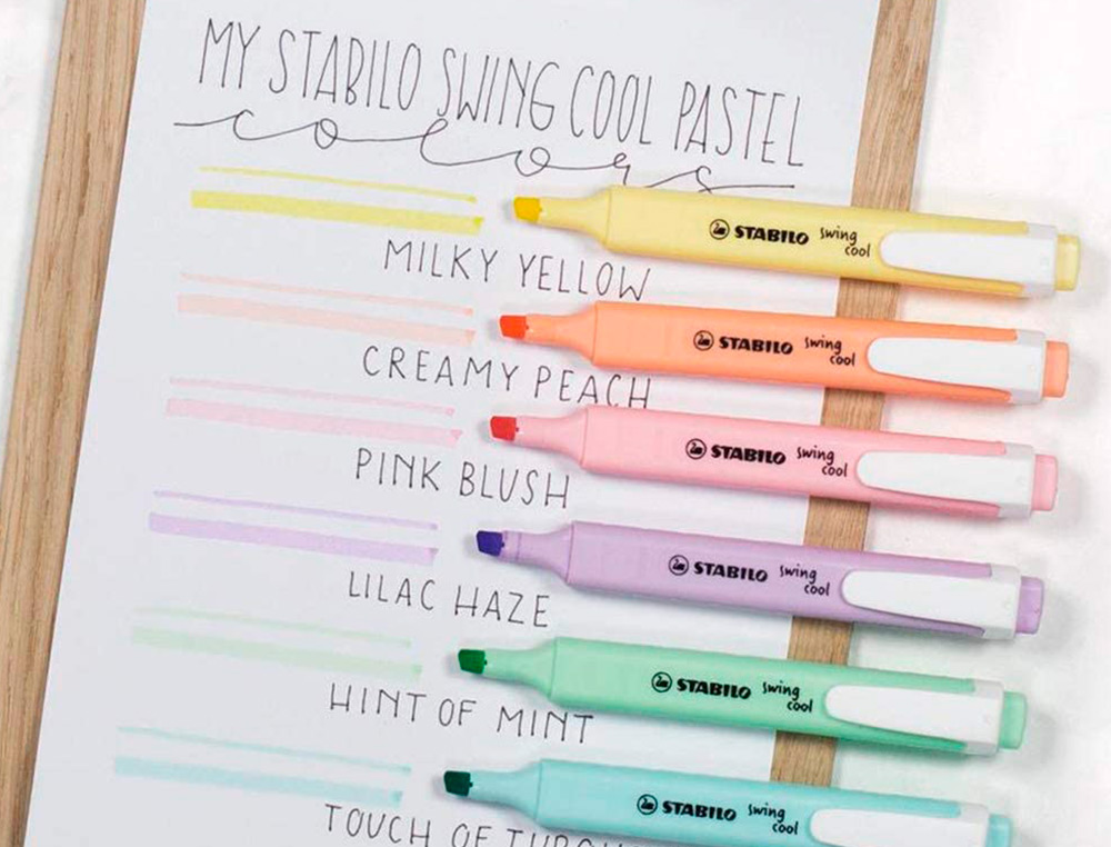 SURLIGNEUR STABILO SWING COOL PASTEL EDITION FORMAT STYLO POINTE BISEAUTEE TRACE 1/4MM CLIP COLORIS PETALE DE ROSE
