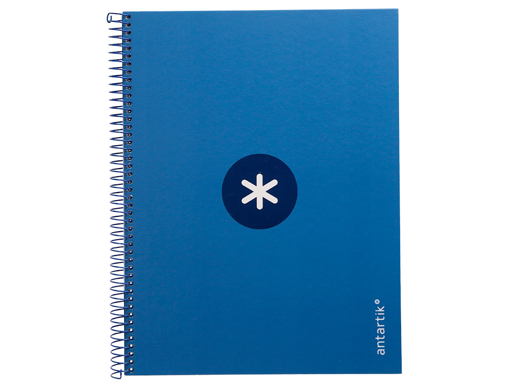 CAHIER SPIRALE ANTARTIK A4 160P 90G COUVERTURE REMBORDEE 5X5 MM 4 TROUS 1 BANDE COLORISBLEU FONCE