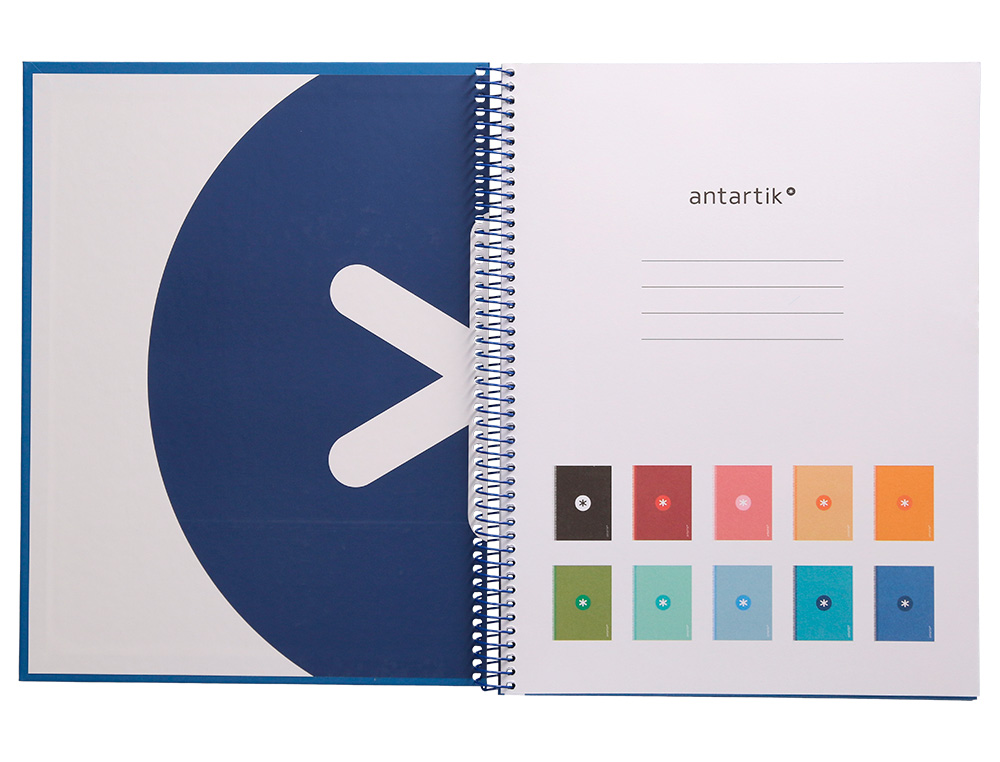 CAHIER SPIRALE ANTARTIK A4 160P 90G COUVERTURE REMBORDEE 5X5 MM 4 TROUS 1 BANDE COLORISBLEU FONCE