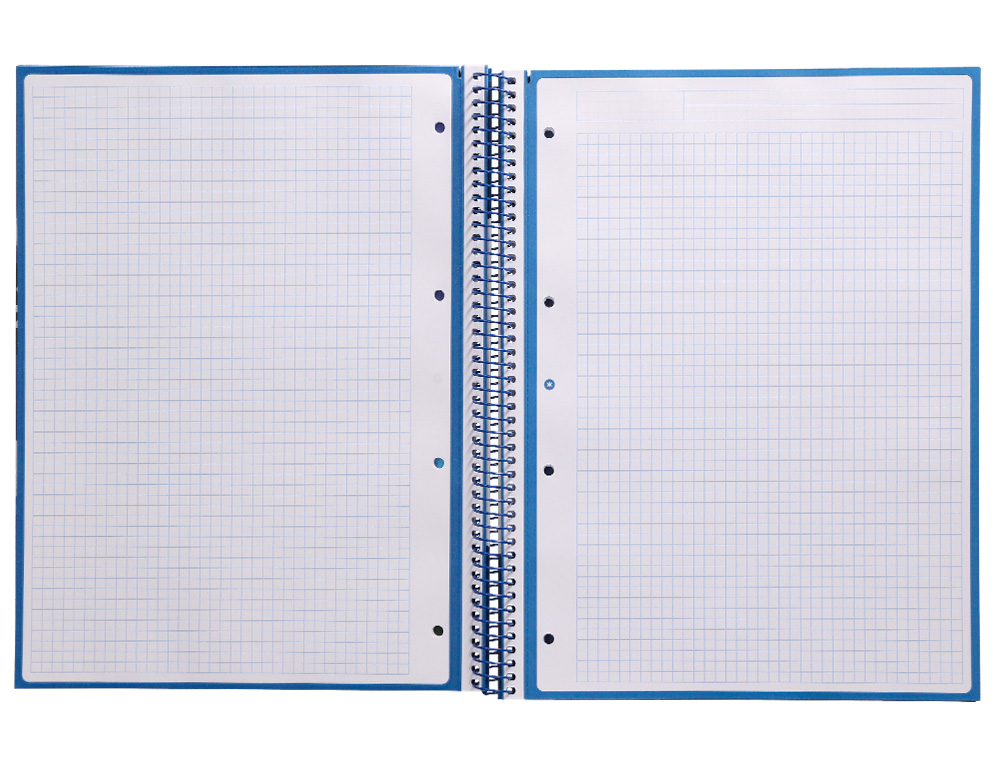 CAHIER SPIRALE ANTARTIK A4 160P 90G COUVERTURE REMBORDEE 5X5 MM 4 TROUS 1 BANDE COLORISBLEU FONCE