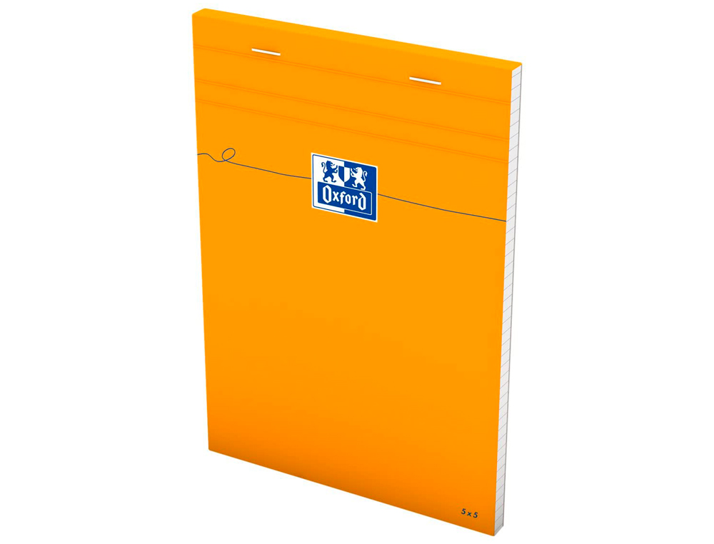 BLOC BUREAU OXFORD A5 PAPIER VÉLIN SURFIN AGRAFÉ EN TÊTE COUVERTURE ENVELOPPANTE 148X210MM80F 80G 5X5MM 160 PAG ORANGE
