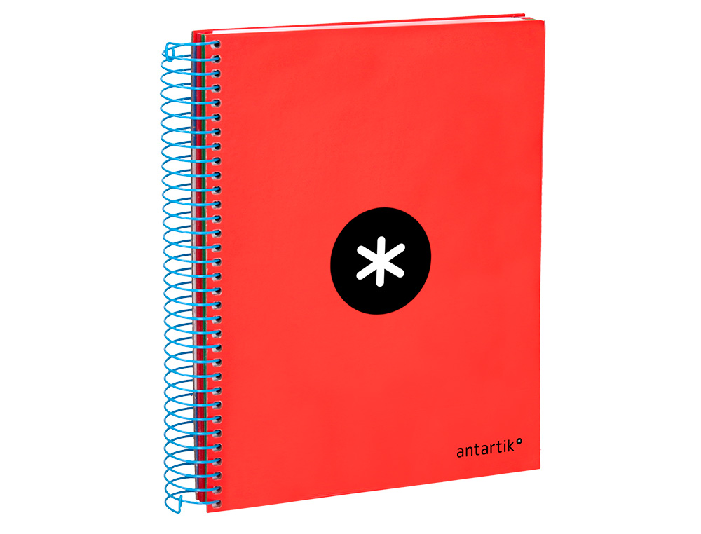 CAHIER SPIRALE LIDERPAPEL ANTARTIK A5 240P 90G COUVERTURE REMBORDE QUADRILLAGE 5MM 6 TROUS COIL-LOCK COLORIS ROUGE