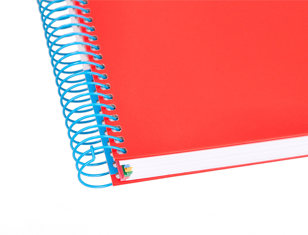 CAHIER SPIRALE LIDERPAPEL ANTARTIK A5 240P 90G COUVERTURE REMBORDE QUADRILLAGE 5MM 6 TROUS COIL-LOCK COLORIS ROUGE