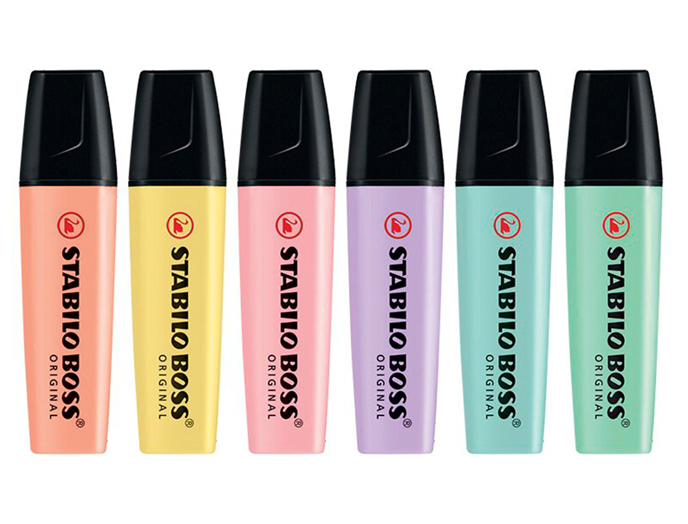 SURLIGNEUR STABILO BOSS PASTEL TRAC 2/5MM POINTE BISEAUTE ENCRE UNIVERSELLE BASE EAU RSISTANTE LUMIRE POCHETTE 4U