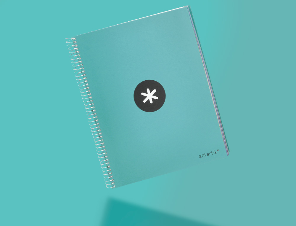CAHIER SPIRALE ANTARTIK A4 100G COUVERTURE REMBORDEE SEYES SANS BANDES 4 TROUS 120FCOLORIS MENTHE