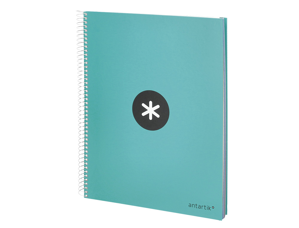 CAHIER SPIRALE ANTARTIK A4 100G COUVERTURE REMBORDEE SEYES SANS BANDES 4 TROUS 120FCOLORIS MENTHE