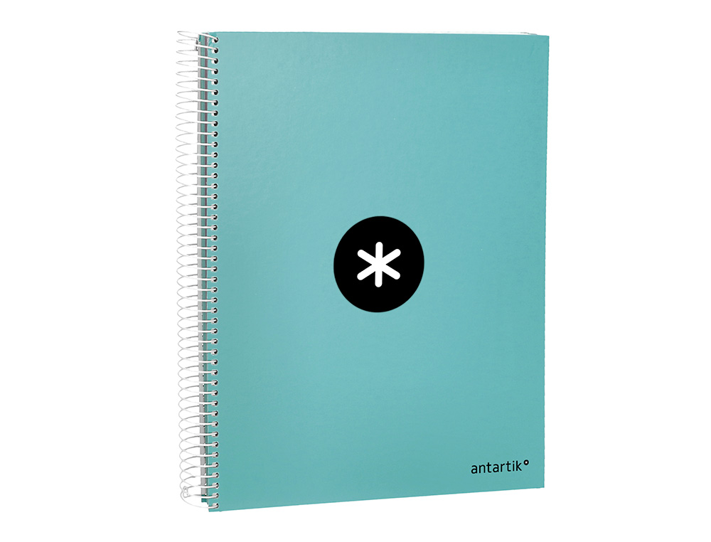 CAHIER SPIRALE ANTARTIK A4 100G COUVERTURE REMBORDEE SEYES SANS BANDES 4 TROUS 120FCOLORIS MENTHE