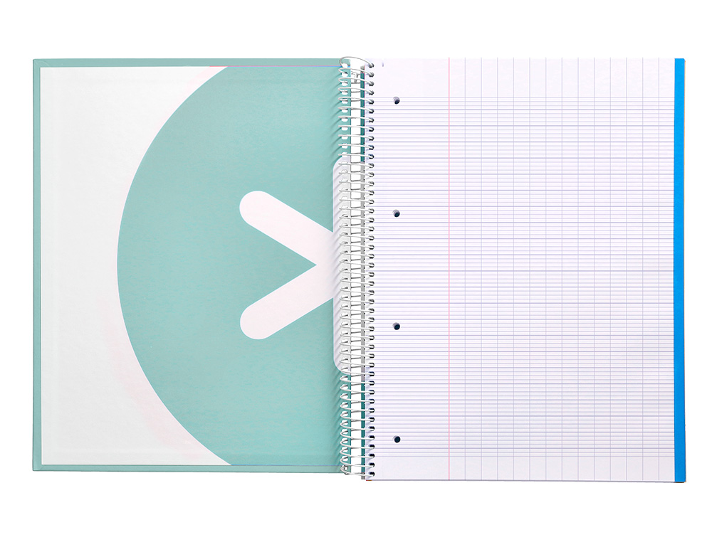 CAHIER SPIRALE ANTARTIK A4 100G COUVERTURE REMBORDEE SEYES SANS BANDES 4 TROUS 120FCOLORIS MENTHE