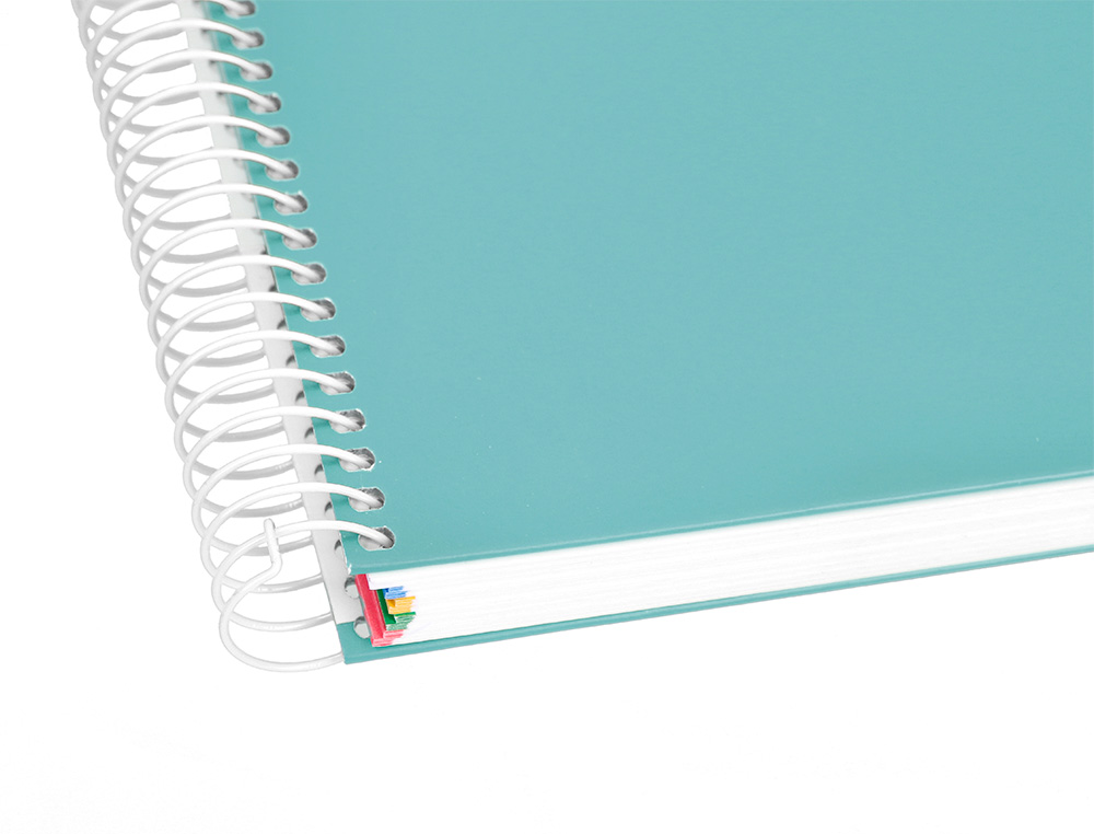 CAHIER SPIRALE ANTARTIK A4 100G COUVERTURE REMBORDEE SEYES SANS BANDES 4 TROUS 120FCOLORIS MENTHE