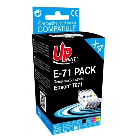 Pack 4 cartouches Uprint Epson Gupard T0715 BK+CMY remanufactures