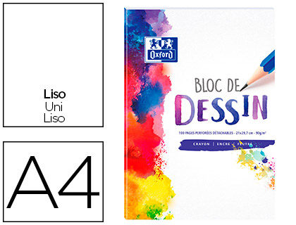 BLOC DESSIN OXFORD 210X297MM 100P PERFORES 90G