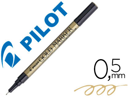 MARQUEUR PILOT FEUTRE PERMANENT ENCRE MTALLIQUE POINTE NON BISAUTE EXTRA FINE POLYACTATE 0.5MM OR