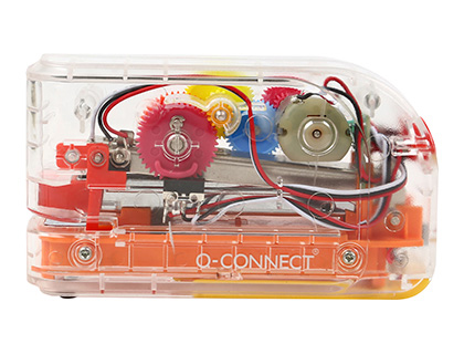 AGRAFEUSE ELECTRIQUE Q-CONNECT CAPACITE 20         FEUILLES PLASTIQUE            TRANSPARENT MECHANISME COLORE