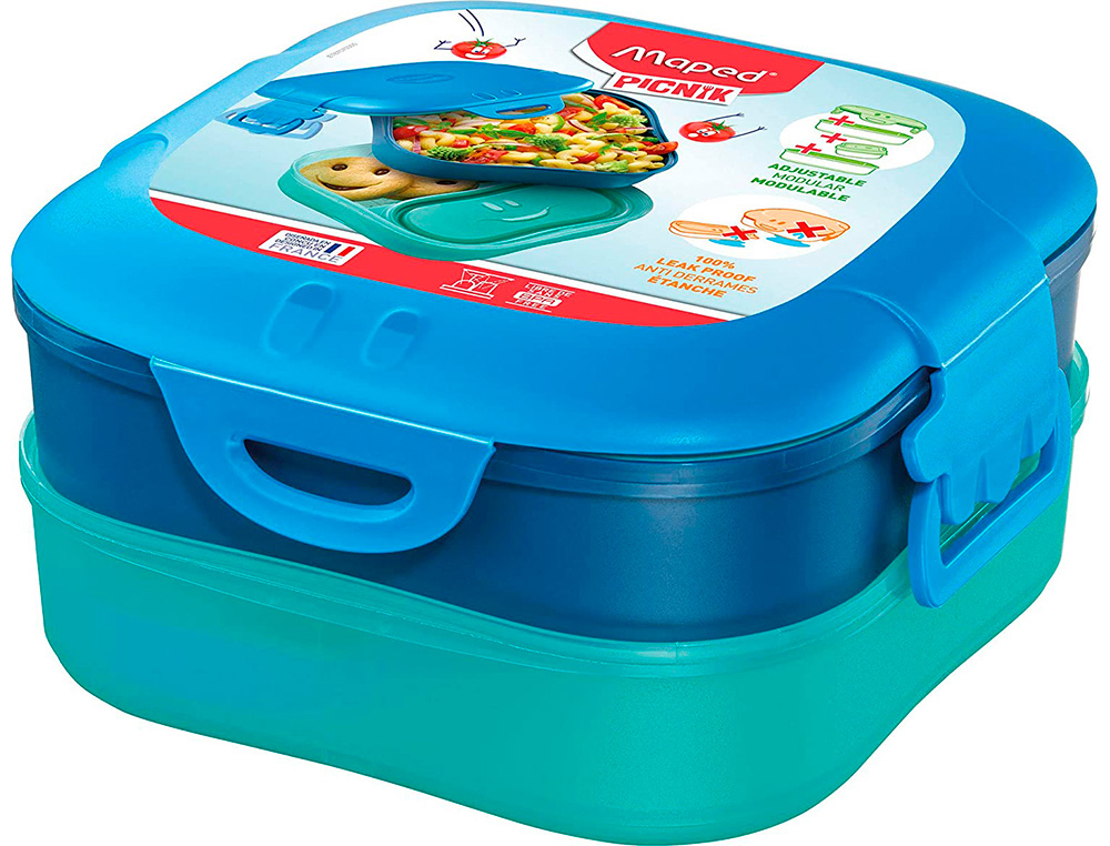 BOITE A DEJEUNER MAPED FIGURATIVE 3 EN 1 POUR ENFANT COLORIS BLEU