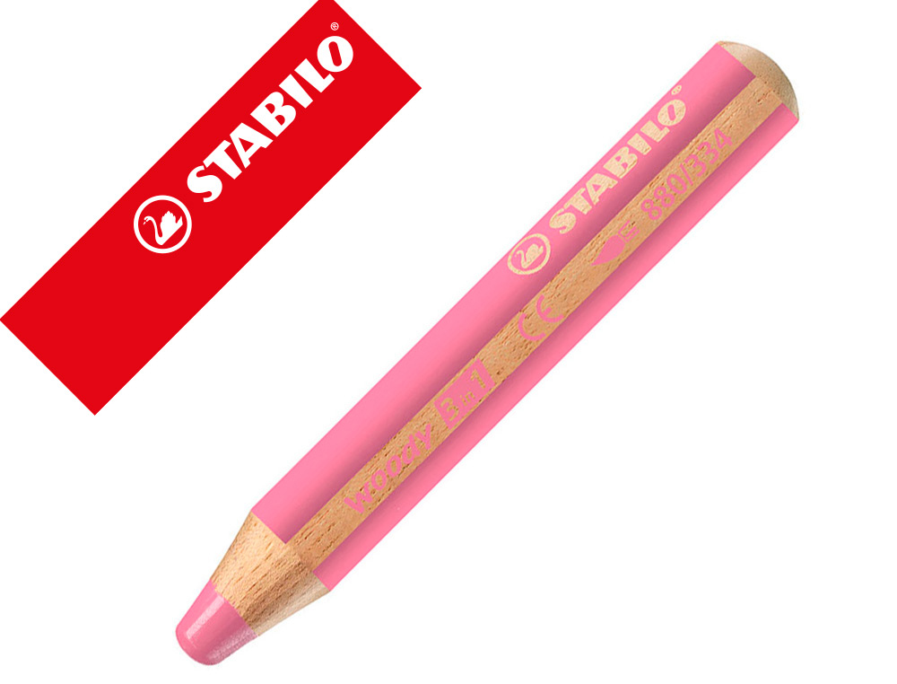 CRAYON MULTI TALENTS STABILO WOODY 3 IN 1 ROSE FONCE