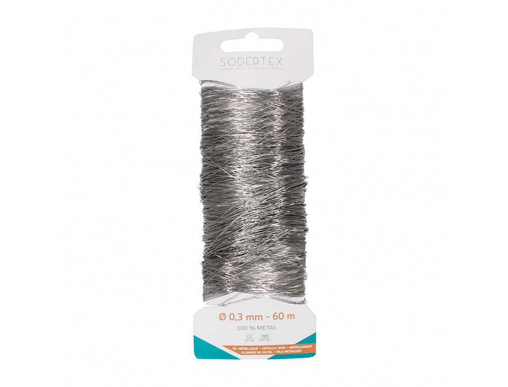 CARTE DE FIL SODERTEX M TAL ARGENT 60M - DIAM 0,3 MM - 1  PC - 1 COLORIS