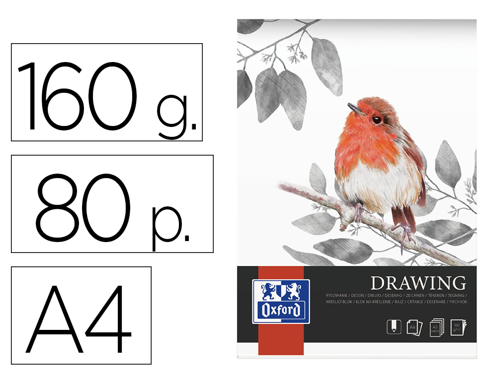 BLOC DRAWING OXFORD ENDOSSE FEUILLES DETACHABLES A4 80    PAGES 160G