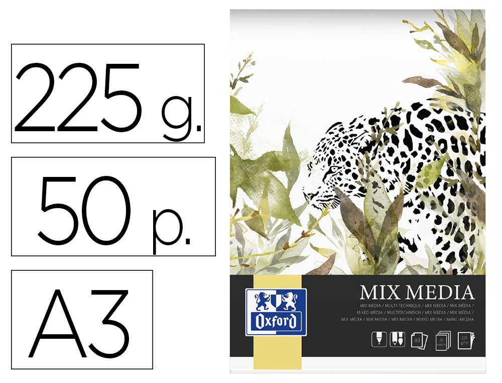 BLOC MIXMEDIA OXFORD ENDOSSE FEUILLES DETACHABLES A3 50    PAGES 225G