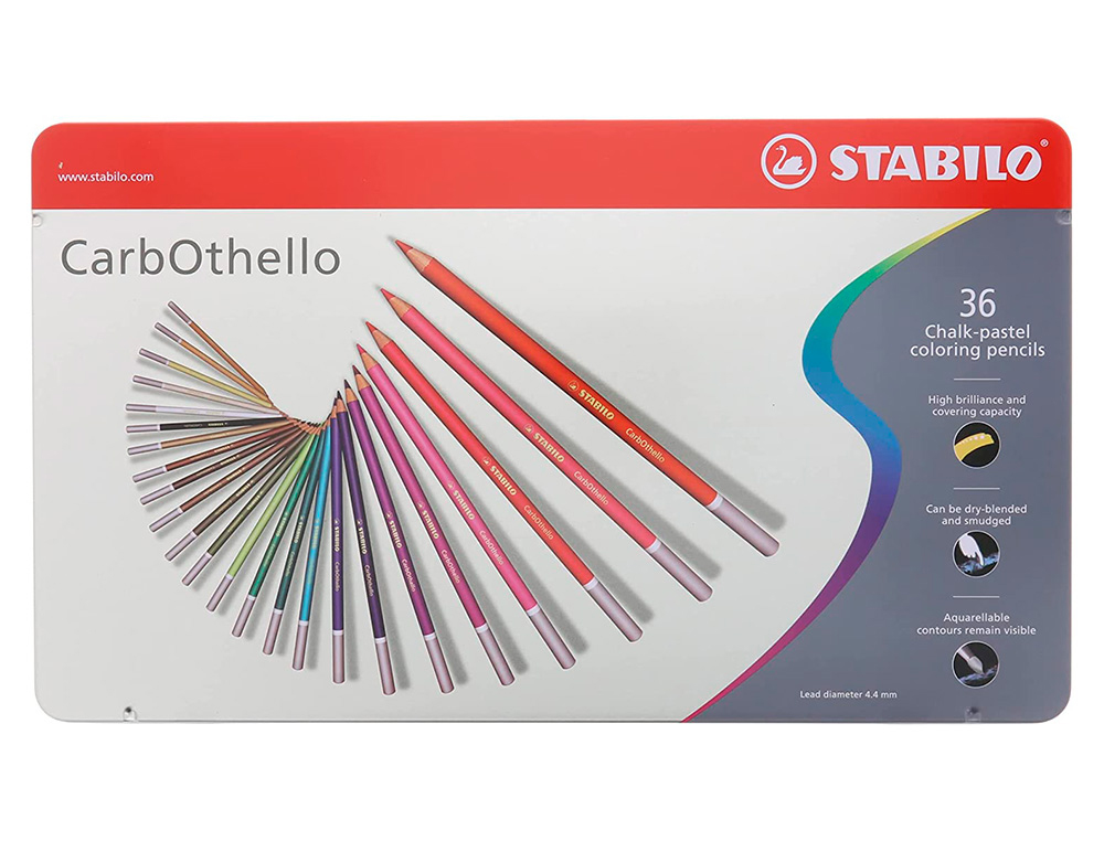 CRAYON COULEUR STABILO CARBOTHELLO FUSAIN PASTEL AQUARELLABLE BEAUX ARTS MINE 4.2MM ESTOMPAGE  SEC BOTE MTAL 36U