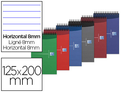 BLOC OXFORD MMO OPTIK PAPER 125X200MM RGLURE LIGNE 8MM 140 PAGES MICROPERFORES DTACHABLES COLORIS ASSORTIS