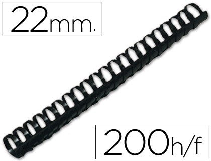 ANNEAU PLASTIQUE  RELIER Q-CONNECT CAPACIT 180F 22MM DIAMTRE COLORIS NOIR BOTE 50 UNITS