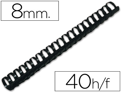 ANNEAU PLASTIQUE  RELIER Q-CONNECT CAPACIT 40F 8MM DIAMTRE COLORIS NOIR BOTE 100 UNITS