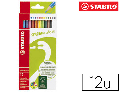 CRAYON BOIS STABILO GREENCOLORS COLOGIQUE FINITION VERNIS MAT 175MM LUTTE CONTRE DFORESTATION TUI CARTON 12 UNITS