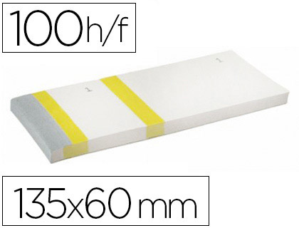 BLOC VENDEUR LIDERPAPEL 2 COUPONS DTACHABLES 100 FEUILLES 60X135MM PAPIER BLANC BANDE COULEUR COLORIS JAUNE