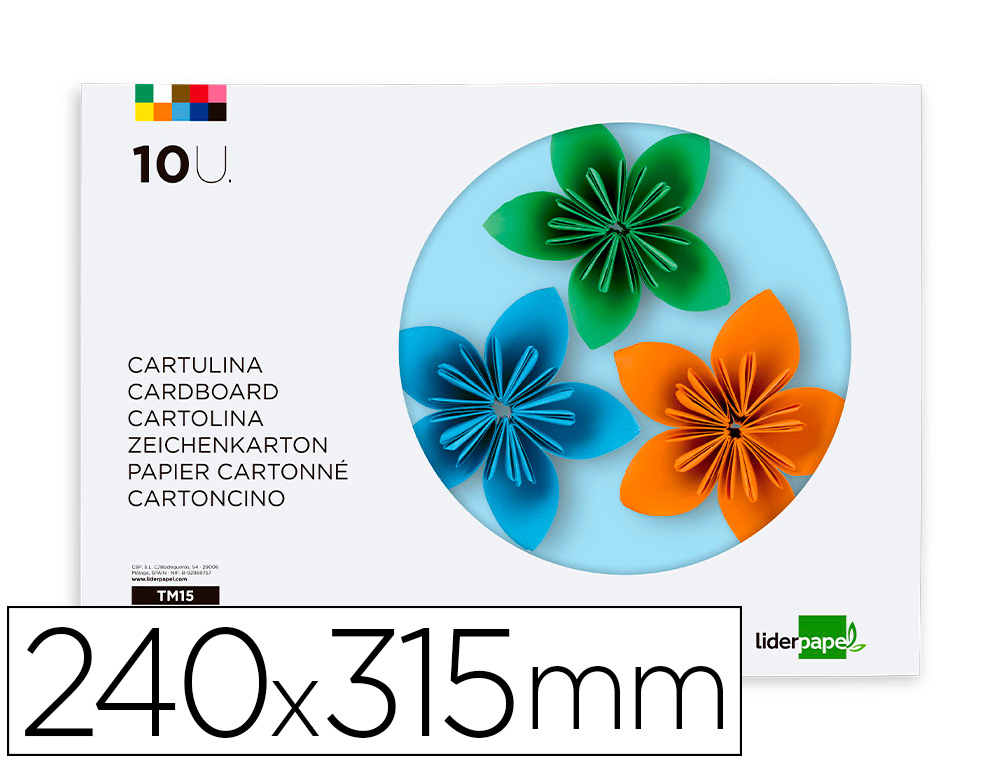 BLOC PAPIER DESSIN LIDERPAPEL 240X315MM 180G/M2 10F 5       COLORIS NEON + 5 COLORIS      INTENSES ASSORTIS