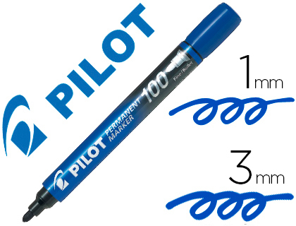 MARQUEUR PILOT 100 PERMANENT POINTE OGIVE FINE 1/4,5MM      RSISTE  L'EAU COLORIS BLEU