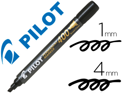 MARQUEUR PILOT 400 PERMANENT POINTE BISEAUTE LARGE SCHAGE INSTANTAN COLORIS NOIR