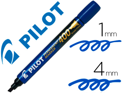 MARQUEUR PILOT 400 PERMANENT POINTE BISEAUTE LARGE SCHAGE INSTANTAN COLORIS BLEU