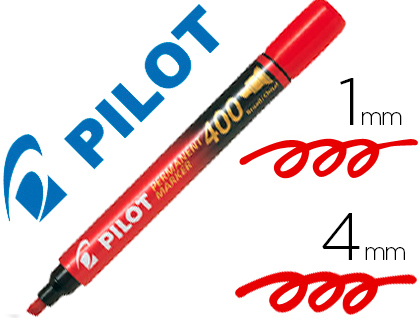 MARQUEUR PILOT 400 PERMANENT POINTE BISEAUTE LARGE SCHAGE INSTANTAN COLORIS ROUGE