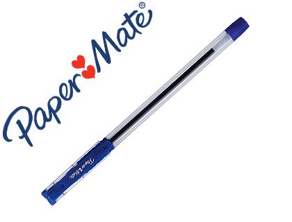 STYLO-BILLE PAPER MATE CORPS HEXAGONAL GRIP CONFORTABLE    CAPUCHON POINTE FINE 0,7MM    ENCRE BRILLANTE BLEUE