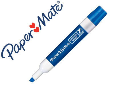 MARQUEUR PAPER MATE EFFACABLE TABLEAU BLANC POINTE          BISEAUTEE COLORIS BLEU