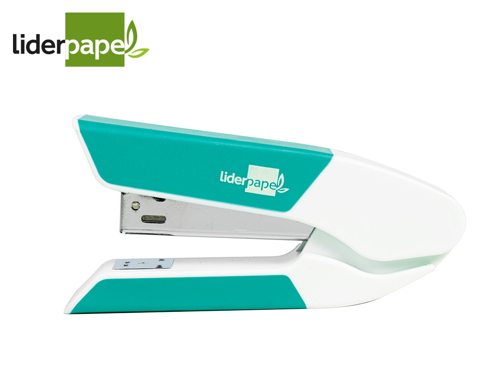 AGRAFEUSE BUREAU LIDERPAPEL 35X65X130MM 20 FEUILLES       AGRAFES 26/6 1000 AGRAFES     COLORIS TURQUOISE