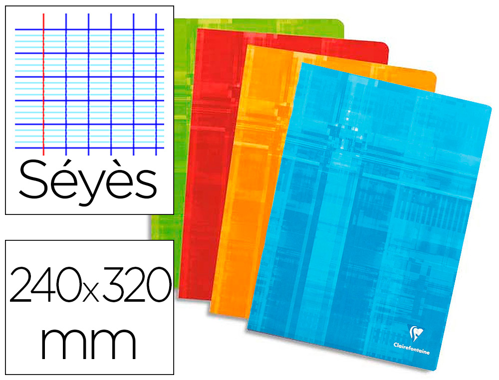 CAHIER BROCHE CLAIREFONTAINE COUVERTURE CARTE PELLICULEE   24X32CM 192 PAGES 90G SEYES