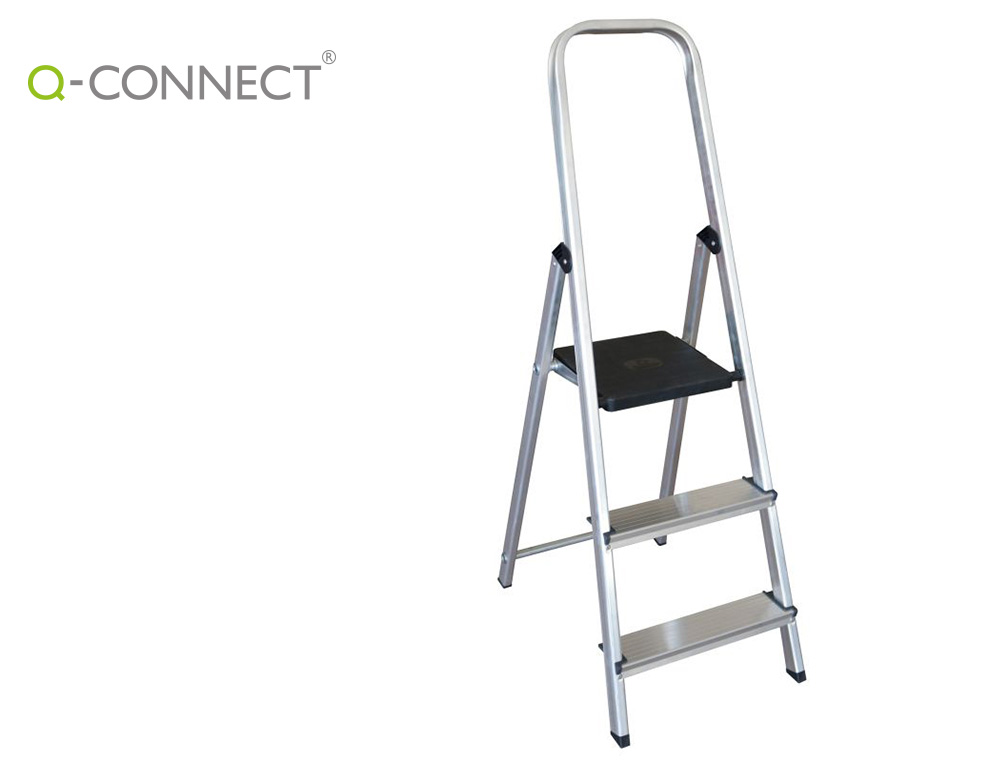 ESCABEAU Q-CONNECT ALUMINIUM 3 590X400X1260MM 3 MARCHES    2.80KG POIDS MAXIMUM SUPPORT 150KG