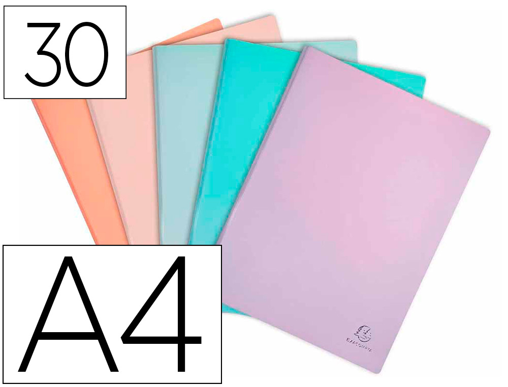 PROTEGE-DOCUMENTS EXACOMPTA AQUAREL POLYPROPYLENE         SEMI-RIGIDE 30 POCHETTES 60   VUES ASSORTIS BLEU CORAIL