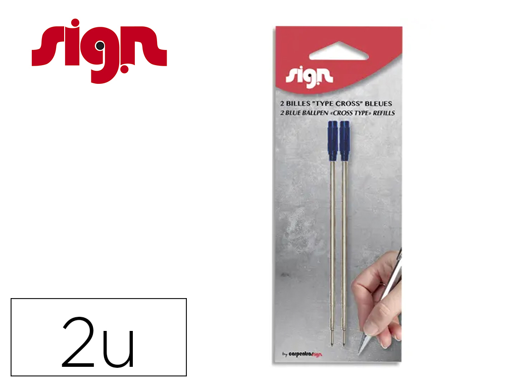 RECHARGE BILLE SIGN CROSS POINTE MOYENNE COLORIS BLEU   BLISTER 2 UNITES