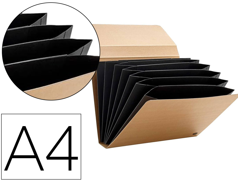 CLASSEUR-TRIEUR MULTO KRAFT CARTON 7 COMPARTIMENTS A4     FERMETURE ELASTIQUE