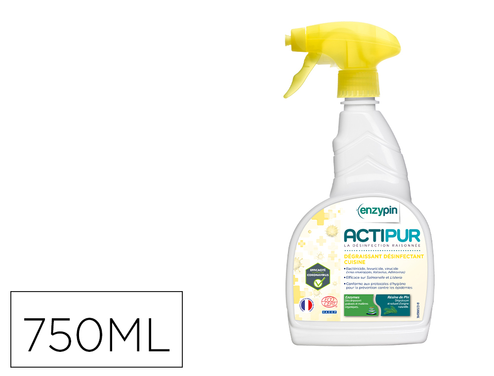 DEGRAISSANT DESINFECTANT ENZYPIN ACTIPUR POUR CUISINES SPRAY 750 ML