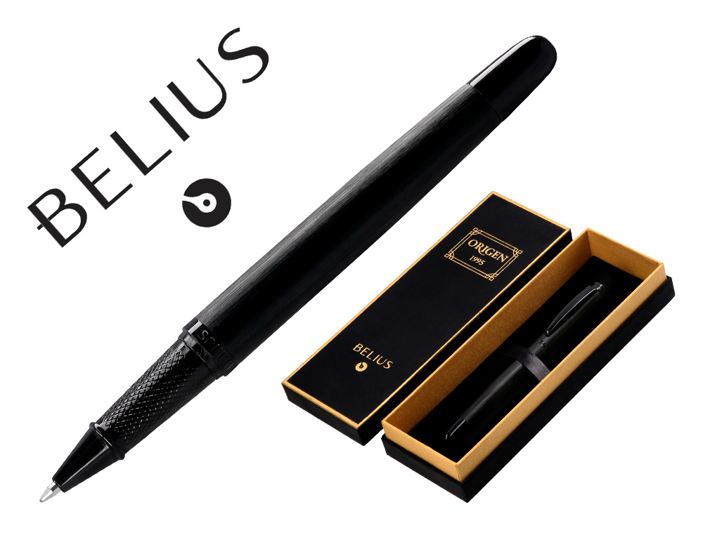 ROLLER BELIUS ORIGEN ALUMINIUM BROSSE ENCRE NOIRE  COLORIS NOIR DANS COFFRET     CADEAU