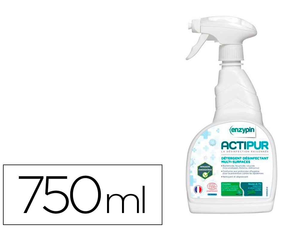 DETERGENT DESINFECTANT ENZYPIN ACTIPUR MULTI         SURFACES ECOCERT PARFUM FRAIS PULVERISATEUR 750ML