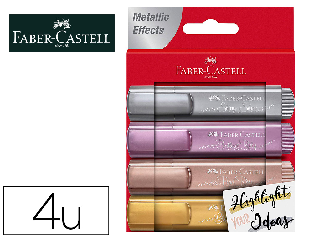 SURLIGNEUR FABER CASTELL TEXTLINER TL 46 METALLIC      POCHETTE DE 4