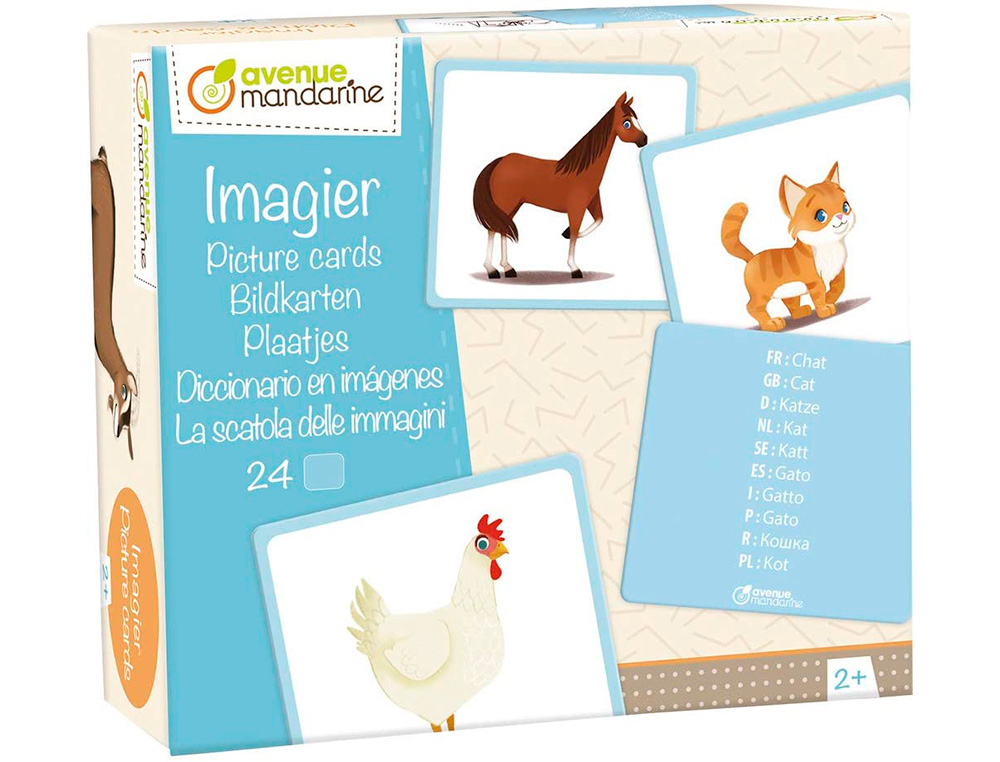 IMAGIER CLAIREFONTAINE ANIMAUX FAMILIERS - 24 IMAGES EN CARTON  PAIS DIMENSIONS    11,5X12,7 CM -